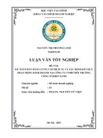 Kế toán bán hàng cung cấp dịch vụ và xác định kết quả hoạt động kinh doanh tại công ty trách nhiệm hữu hạn môi trường công nghiệp xanh luận văn tốt nghiệp  chuyên ngành kế toán 