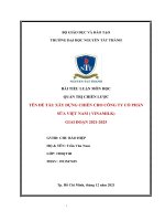 TIỂU LUẬN MÔN HỌC QUẢN TRỊ CHIẾN LƯỢC TÊN ĐỀ TÀI: XÂY DỰNG CHIẾN CHO CÔNG TY CỔ PHẦN SỮA VIỆT NAM ( VINAMILK) GIAI ĐOẠN 20212025