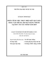 LÊ ĐẶNG MINH đạo PHÂN TÍCH VIỆC THỰC HIỆN kết QUẢ đấu THẦU tập TRUNG 106 mặt HÀNG THUỐC tại sở y tế tây NINH năm 2019 LUẬN văn dƣợc sĩ CHUYÊN KHOA cấp i 