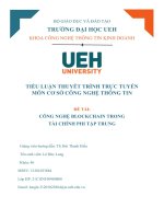 TIỂU LUẬN THUYẾT TRÌNH TRỰC TUYẾN môn cơ sở CÔNG NGHỆ THÔNG TIN đề tài CÔNG NGHỆ BLOCKCHAIN TRONG tài CHÍNH PHI tập TRUNG 