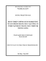 HOÀN THIỆN CHÍNH SÁCH MARKETING VỀ SẢN PHẨM THANG MÁY TẠI CÔNG TY TNHH TẬP ĐOÀN THANG MÁY THIẾT BỊ THĂNG LONG