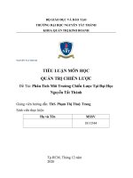 TIỂU LUẬN môn học QUẢN TRỊ CHIẾN lược đề tài phân tích môi trường chiến lược tại đại học nguyễn tất thành 