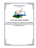 SKKN Phát triển tư duy, năng lực học sinh thông qua hoạt động hình thành, phát triển các bài toán hàm ẩn từ những bài toán gốc