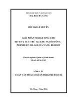 GIẢI PHÁP MARKETING CHO DỊCH VỤ LƯU TRÚ TẠI KHU NGHỈ DƯỠNG PREMIER VILLAGE DA NANG RESORT