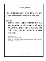 tiểu luận trung cấp chính trị   môn kỹ năng lãnh đạo   PHÂN TÍCH QUY TRÌNH xử lý điểm NÓNG CHÍNH TRỊ   xã hội ở cơ sở,  LIÊN hệ THỰC tế tại xã NHA BÍCH, HUYỆN CHƠN THÀNH