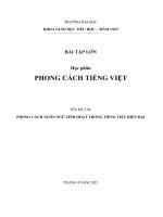 TIỂU LUẬN PHONG CÁCH TIẾNG VIỆT  PHONG CÁCH NGÔN NGỮ SINH HOẠT TRONG TIẾNG VIỆT HIỆN ĐẠI