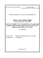 Đề tài nghiên cứu khoa học cấp nhà nước: Nghiên cứu ảnh hưởng của biến đổi khí hậu đến sự biển đổi tài nguyên nước Đồng Bằng Sông Cửu Long