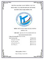 TIỂU LUẬN MÔN PHÂN TÍCH THIẾT KẾ HỆ THỐNG THÔNG TIN CHỦ ĐỀ  QUẢN LÝ CỬA HÀNG ĐỒ ĂN NHANH BURGER KING