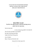 TIỂU LUẬN tên đề tài xây dựng kế hoạch và kịch bản bán hàng cho sản phẩm nước tẩy trang senka 