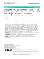 Effects of stellate ganglion block on early brain injury in patients with subarachnoid hemorrhage: A randomised control trial