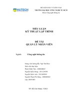 TIỂU LUẬN kỹ THUẬT lập TRÌNH đề TÀI QUẢN lý NHÂN VIÊN 