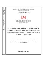 AN ANALYSIS OF THE SUGGESTED TRANSLATION OF CHAPTER 8 FROM THE BOOK “RECREATION, EVENT, AND TOURISM BUSINESSES” BY ROBERT e PFISTER  PATRICK t TIERNEY, 2009 