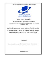 Khảo sát khả năng sinh trưởng và phát triển của nấm đông trùng hạ thảo cordyceps militaris trên nhộng tằm và giá thể tổng hợp nghiên cứu khoa học  