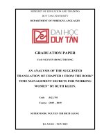 AN ANALYSIS OF THE SUGGESTED TRANSLATION OF CHAPTER 1 FROM THE BOOK TIME MANAGEMENT SECRETS FOR WORKING WOMEN BY RUTH KLEIN 