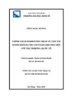 CHÍNH SÁCH MARKETING DỊCH VỤ VẬN TẢIHÀNH KHÁCH CHO VIETNAM AIRLINES ĐỐI VỚI THỊ TRƯỜNG QUỐC TẾ