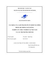 Tác động của cạnh tranh lên ổn định tài chính trong hệ thống ngân hàng   nghiên cứu thực nghiệm tại việt nam và các thị trường mới nổi  