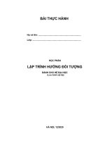 BÀI THỰC HÀNH  học PHẦN lập TRÌNH HƯỚNG đối TƯỢNG DÀNH CHO hệ đại học 