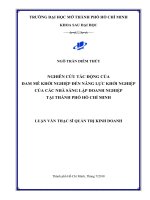 Nghiên cứu tác động của đam mê khởi nghiệp đến năng lực khởi nghiệp của các nhà sáng lập doanh nghiệp tại thành phồ hồ chí minh  