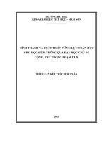 HÌNH THÀNH VÀ PHÁT TRIỂN NĂNG LỰC TOÁN HỌC CHO HỌC SINH THÔNG QUA DẠY HỌC CHỦ ĐỀ CỘNG, TRỪ TRONG PHẠM VI 20