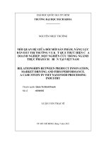 Mối quan hệ giữa đổi mới sản phẩm, năng lực dẫn dắt thị trường và kết quả thực hiện của doanh nghiệp, một nghiên cứu trong ngành thực phẩm chế biến tại việt nam  