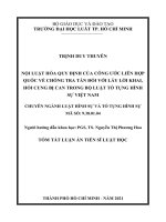Tóm tắt luận án: Nội luật hóa quy định của Công ước Liên Hợp quốc về chống tra tấn đối với lấy lời khai, hỏi cung bị can trong Bộ luật tố tụng hình sự Việt Nam.