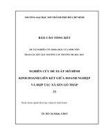 Nghiên cứu đề xuất mô hình kinh doanh liên kết giữa doanh nghiệp và hợp tác xã sen gò tháp nghiên cứu khoa học  