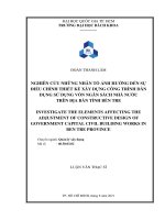 Nghiên cứu những nhân tố ảnh hưởng đến sự điều chỉnh thiết kê xây dựng công trình dân dụng sử dụng vốn ngân sách nhà nước trên địa bàn tỉnh bến tre  