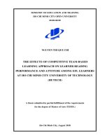 The effects of competitive team based learning approach on learner reading performance and attitude among efl learners at ho chi minh city university of technology (hutech)  