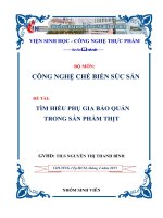 BỘ môn CÔNG NGHỆ CHẾ BIẾN súc sản đề tài tìm HIỂU PHỤ GIA bảo QUẢN TRONG sản PHẨM THỊT 