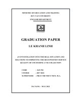 AN INVESTIGATION INTO THE REAL SITUATION AND SOLUTIONS TO IMPROVING THE RECEPTIONIST SERVICE QUALITY OF COCOCHINE a VIE COLLECTION 