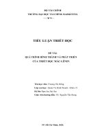 TIỂU LUẬN TRIẾT học đề tài QUÁ TRÌNH HÌNH THÀNH và PHÁT TRIỂN của TRIẾT học mác LÊNIN 