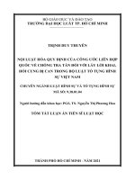Tóm tắt luận án: Nội luật hóa quy định của Công ước Liên Hợp quốc về chống tra tấn đối với lấy lời khai, hỏi cung bị can trong Bộ luật tố tụng hình sự Việt Nam.