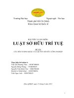 TIỂU LUẬN môn LUẬT sở hữu TRÍ TUỆ đề tài các đối TƯỢNG KHÁC của QUYỀN sở hữu CÔNG NGHIỆP