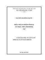 MIỄN TRÁCH NHIỆM HÌNH SỰ TỪ THỰC TIỄN TỈNH ĐỒNG NAI.