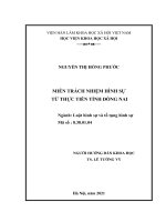 (Luận văn thạc sĩ) MIỄN TRÁCH NHIỆM HÌNH sự từ THỰC TIỄN TỈNH ĐỒNG NAI 