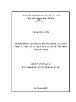 ÁP DỤNG PHÁP LUẬT HÌNH sự đối với tội MUA bán TRÁI PHÉP CHẤT MA túy từ THỰC TIỄN THÀNH PHỐ tây NINH, TỈNH tây NINH 