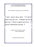 THỰC TRẠNG HOẠT ĐỘNG TRUYỀN THÔNG GIÁO DỤC SỨC KHỎE CHO NGƯỜI BỆNH NỘI TRÚ TẠI BỆNH VIỆN CHẤN THƯƠNG CHỈNH HÌNH NĂM 2020