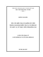 Yêu cầu điều tra của Kiểm sát viên trong giai đoạn điều tra vụ án hình sự về chức vụ từ thực tiễn tỉnh Đồng Nai.