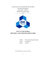 BÁO CÁO THÍ NGHIỆM MÔN HỌC GIẢI TÍCH HỆ THỐNG ĐIỆN