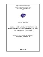 Đảm bảo quyền lợi của người sử dụng đất trong công tác quy hoạch, kế hoạch sử dụng đất  thực trạng và giải pháp (luận văn thạc sĩ luật học) 