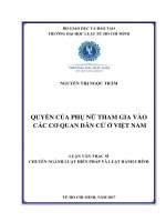 Quyền của phụ nữ tham gia vào các cơ quan dân cử ở việt nam (luận văn thạc sỹ luật học) 