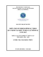 Miễn trách nhiệm hình sự theo quy định tại điều 29 bộ luật hình sự năm 2015 