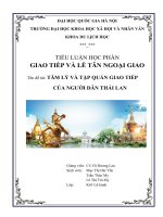 TIỂU LUẬN HỌC PHẦNGIAO TIẾP VÀ LỄ TÂN NGOẠI GIAO Tên đề tài: TÂM LÝ VÀ TẬP QUÁN GIAO TIẾP CỦA NGƯỜI DÂN THÁI LAN