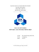 BÁO cáo THÍ NGHIỆM môn học GIẢI TÍCH hệ THỐNG điện dùng phần mềm ETAP mô phỏng phân bố công suất và sụt áp trên đường dây 