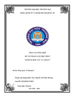 THẢO LUẬN học PHẦN “KINH tế KHU vực và ASEAN đề tài tổng quan về myanmar 