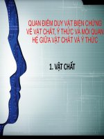 QUAN ĐIỂM DUY VẬT BIỆN CHỨNG VỀ VẬT CHẤT, Ý THỨC VÀ MỐI QUAN HỆ GIỮA VẬT CHẤT VÀ Ý THỨC