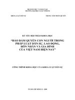 Bảo đảm quyền con người trong pháp luật dân sự, lao động, hôn nhân và gia đình của việt nam hiện nay (luận văn thạc sỹ luật học) 