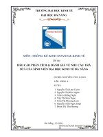 BÁO cáo PHÂN TÍCH  ĐÁNH GIÁ về NHU cầu TRÀ sữa của SINH VIÊN đại học KINH tế đà NẴNG 