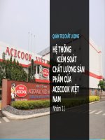 slide thuyết trình tiểu luận QUẢN TRỊ CHẤT LƯỢNG nhóm 11 hệ THỐNG KIỂM SOÁT CHẤT LƯỢNG sản PHẨM của ACECOOK VIỆT NAM 