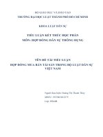 TIỂU LUẬN hợp ĐỒNG MUA bán tài sản TRONG bộ LUẬT dân sự VIỆT NAM 